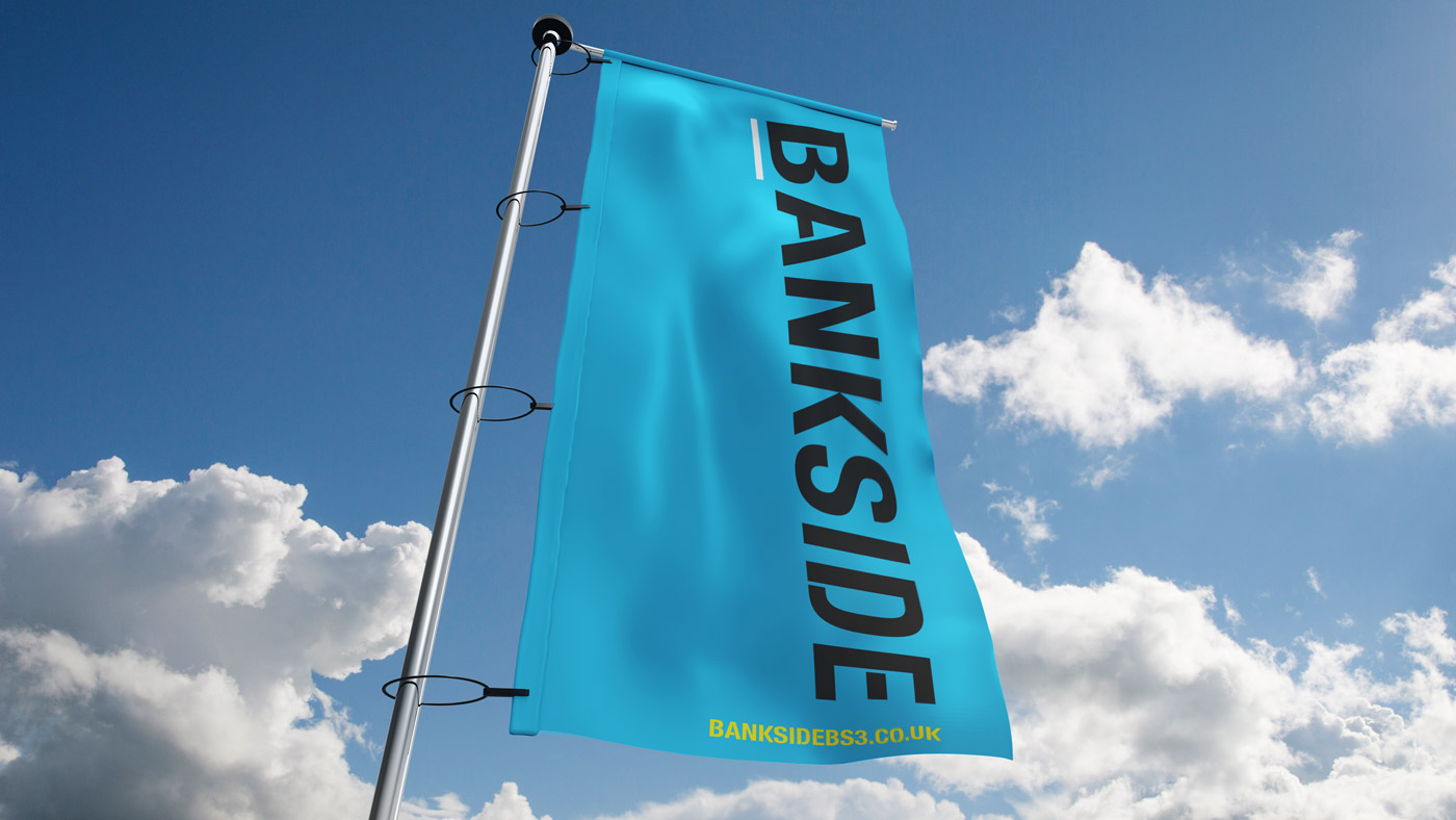 Bankside banner flying against a blue sky
