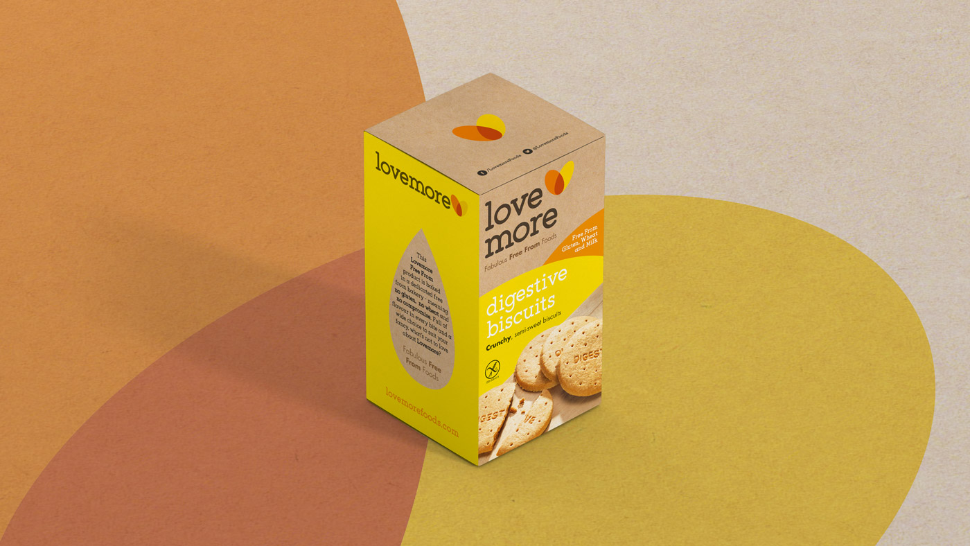 Single shot of Lovemore digestive biscuit packaging