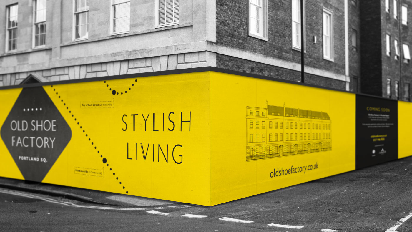 Old Shoe Factory construction hoarding design