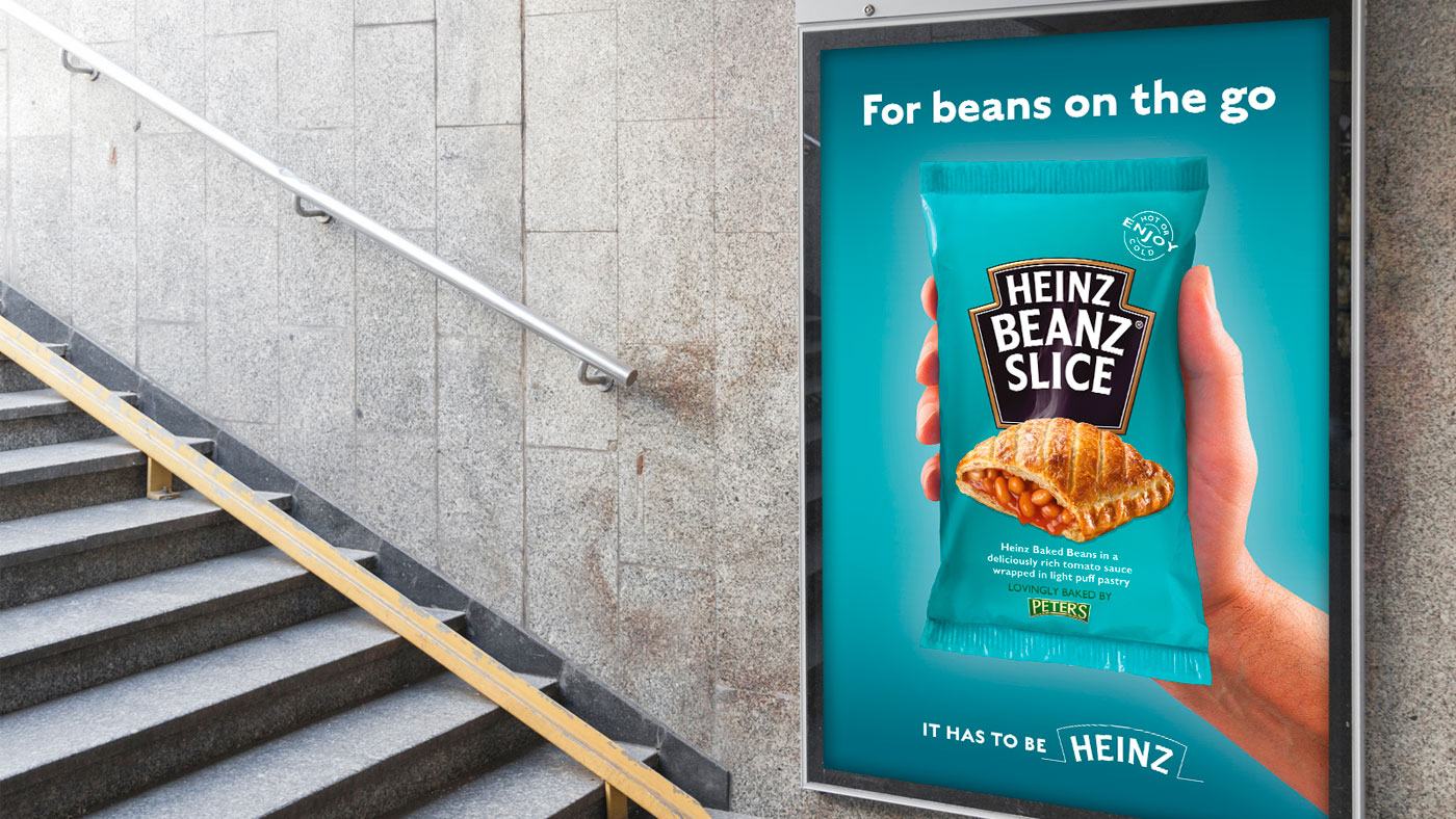 Heinz creative on ad stand at train station