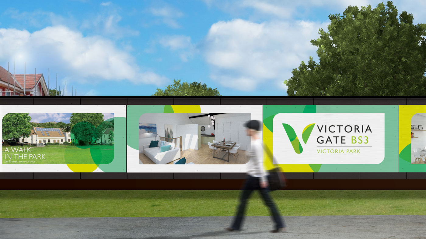 Photo showing Victoria Gate branded site hoardings