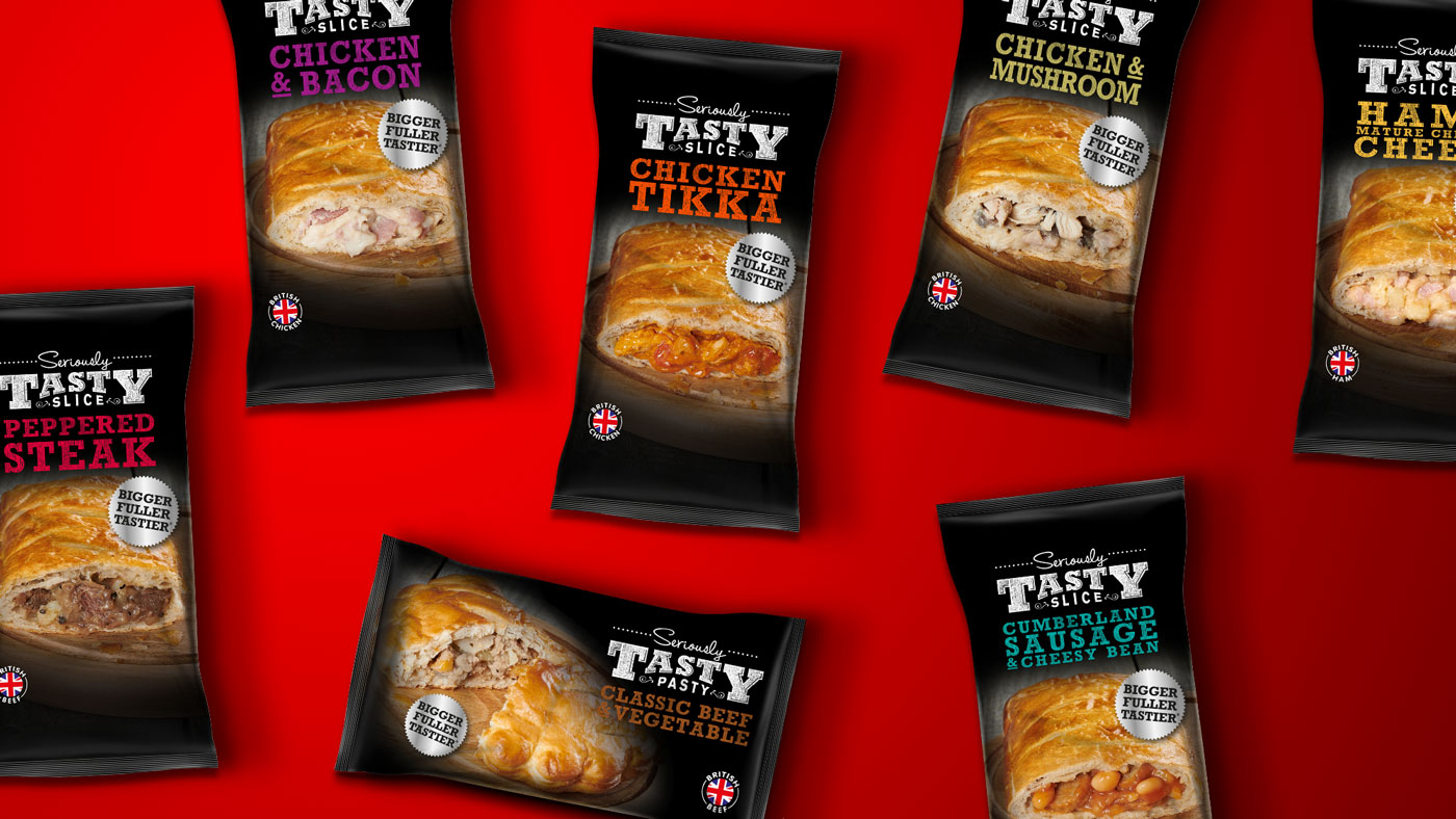 Photograph showing Seriously Tasty food packaging design range