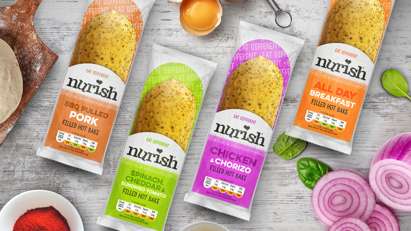 Photograph showing Nurish food packaging design.