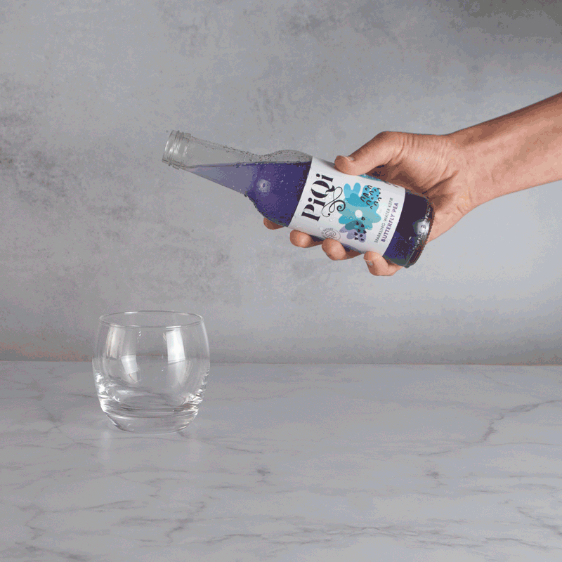 Animated gif for Piqi showing bottle being poured into glass. 