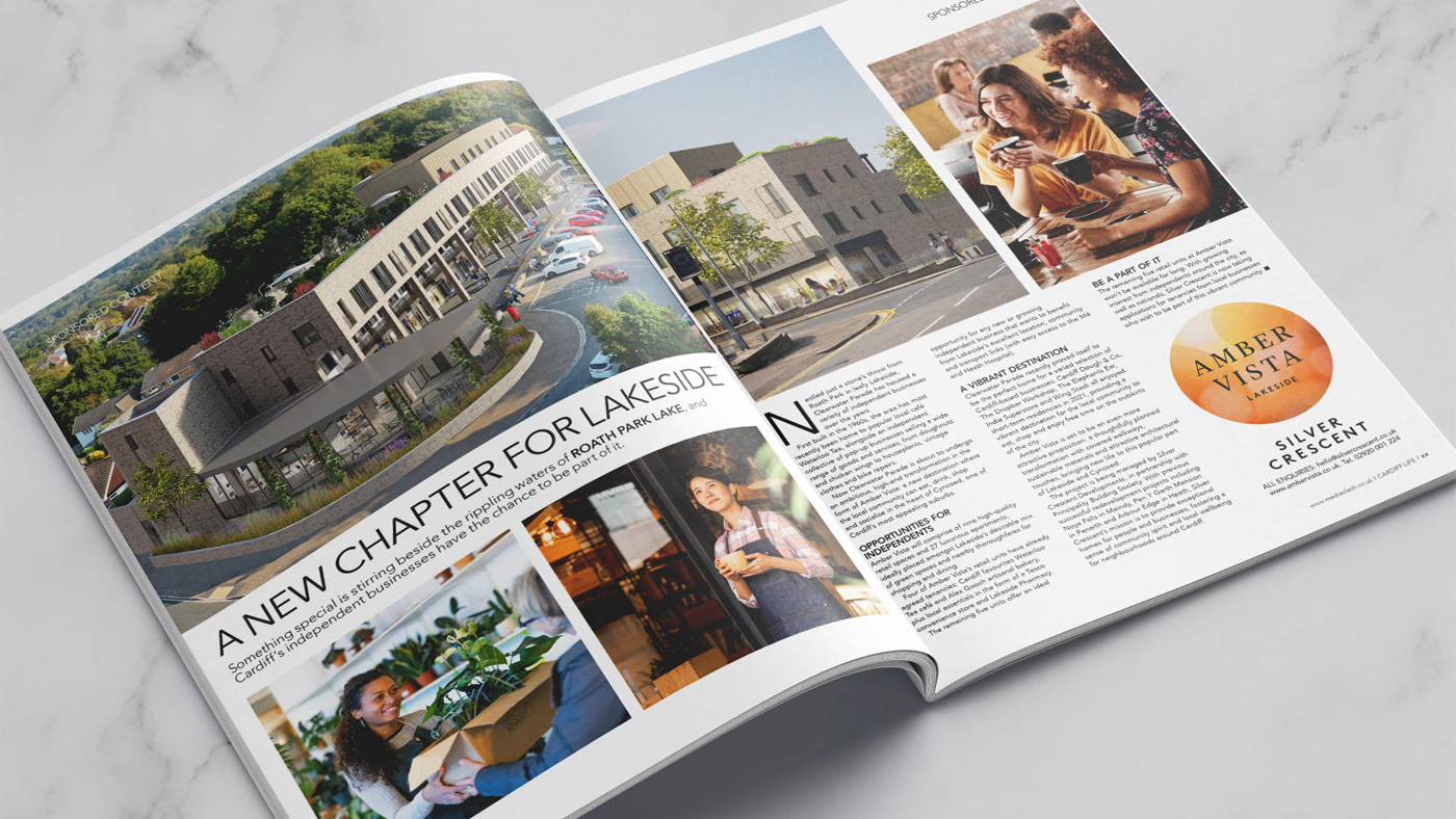 Advertorial layout design for Amber Vista