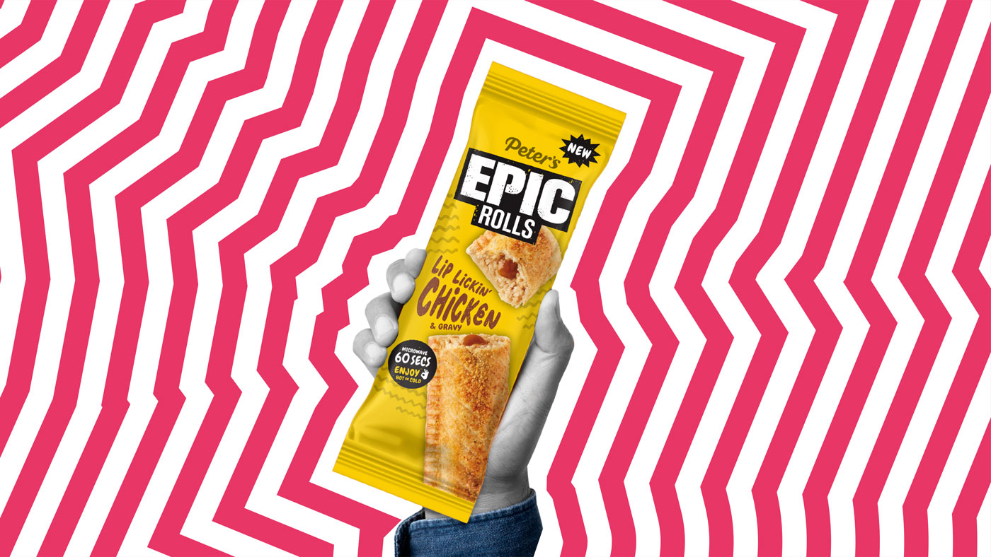 Epic lip lickiun' chicken roll bright and bold packaging 