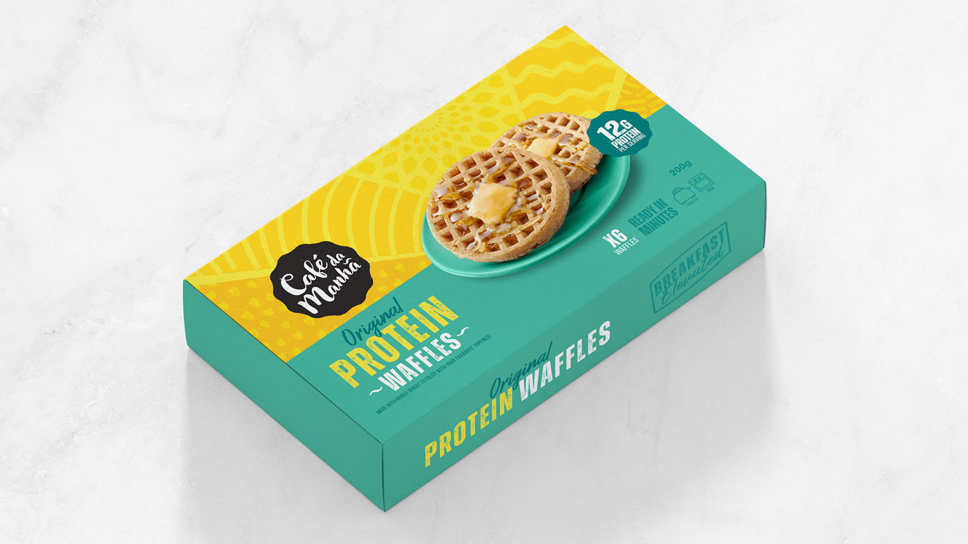 Café Da Manhã Original Protein Waffles packaging